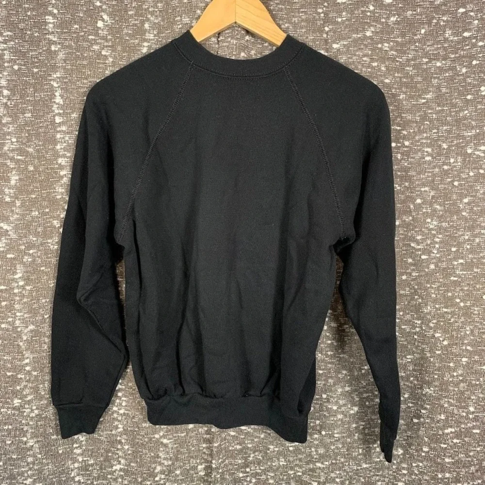 Vintage 80s Tultex Blank Black Raglan‎ Sweatshirt Medium Crewneck Made in USA